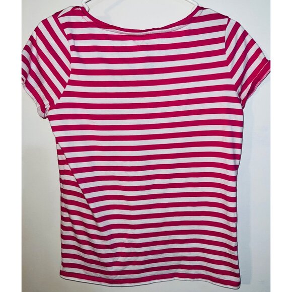 ST Johns Bay Misses Pink & White Striped T-Shirt Medium - Picture 2 of 3